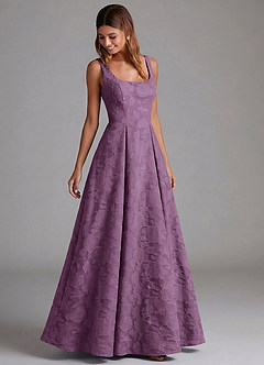 Azazie Amalie Bridesmaid Dresses Wisteria A-Line Pleated Floral Burnout Dress image5