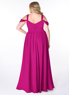 Azazie Lianne Vestidos de damas de honor Vestido de Fucsia de Gasa de Corte En A con Vestidos sin tirantes image8