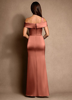 Azazie Altonia Moeder van de bruid jurken Zeemeermin Jurk van Stretch Satijn Off the Shoulder Klei image3