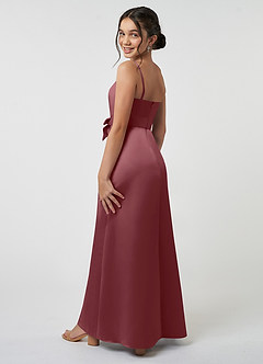 Azazie Anina Junior Robe Trapèze en Satin extensible Arc Rose Du Désert image5