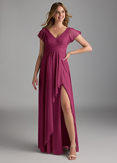 Azazie Omari Bridesmaid Dresses Mulberry A-Line Mesh Dress image1