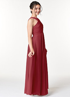 Azazie Kaleigh Junior Pomegranate A-Line Pleated Chiffon Dress image5