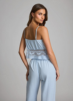 front Ensemble pyjama débardeur et pantalon long en lyocell et coton avec taille en dentelle