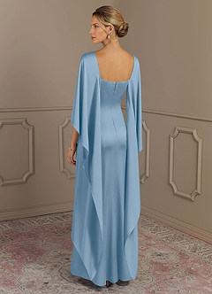 Azazie Eli Mère de la mariée Robes Robe Fourreau en Satin extensible Col de bateau Poudre Bleue image2