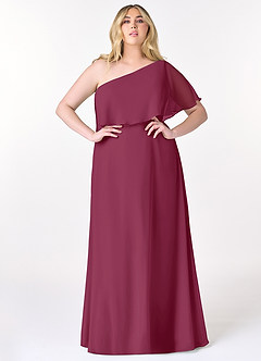 Azazie Lizzy Bridesmaid Dresses Mulberry A-Line One Shoulder Chiffon Dress image8