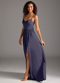 Azazie Zeya Bridesmaid Dresses Stormy A-Line Pleated Stretch Satin Dress image7