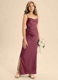 Azazie Mai Junior Desert Rose A-Line Sweetheart Neckline Stretch Satin Dress image3