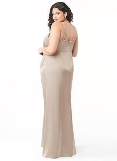 Azazie Maci Bridesmaid Dresses Frost A-Line V-Neck Pleated Stretch Satin Dress image12