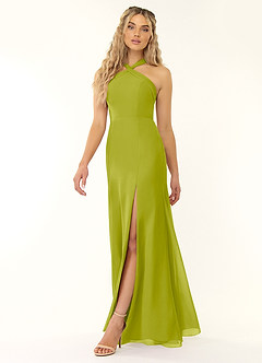 Azazie Rue Bridesmaid Dresses Lemongrass A-Line Halter Chiffon Dress image5
