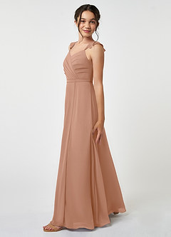 Azazie Emily Junior Robe Trapèze en Mousseline de soie Rayé Champagne Rosé image3