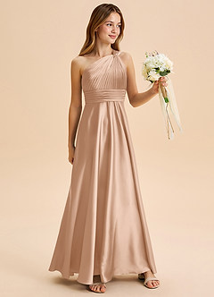 Azazie Charlize Junior Klä av A-Line i Stretch Satin Plisserad image3