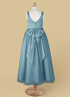 Azazie Marybell Robe Demoiselle D'honneur Fillette Robe Trapèze en Tulle Arc Bleu Maussade image10