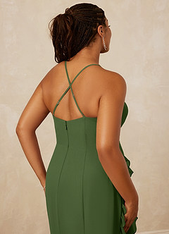 Christian Siriano Bridal for Azazie 1006 Bridesmaid Dresses Olive Mermaid Ruched Chiffon Dress image16