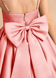 Azazie Davine vestidos de niña de las flores Vestido de Coral de Satin Mate de Corte En A con Tirante Espagueti image10