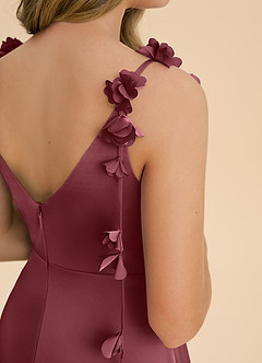 Azazie Gumdrop Junior imperium Plisseret Stræk satin Gulv-længde Junior brudepige Kjole image6