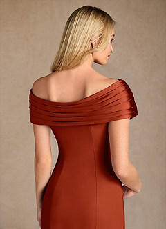 Azazie Pierce Mother of the Bride Dresses Rust Mermaid Pleated Stretch Crepe Dress image6