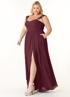 Azazie Metz Bridesmaid Dresses Cabernet A-Line Sweetheart Ruched Chiffon Dress image9