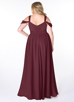 Azazie Lianne Bridesmaid Dresses Cabernet A-Line Off the Shoulder Chiffon Dress image8