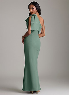 Azazie Yuanna Bridesmaid Dresses Sea Moss Mermaid One Shoulder Chiffon Dress image2