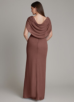 Azazie Hadley Bridesmaid Dresses Espresso Mermaid Pleated Chiffon Dress image1