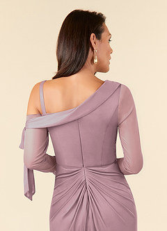 Azazie Marna Kleider für die Brautmutter Etui One-Shoulder Gittergewebe Kleid Altrosa image5