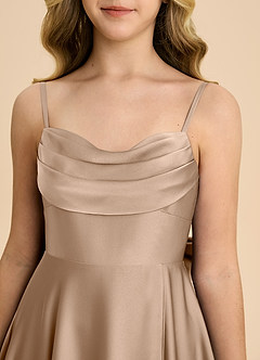 Azazie Bear Junior Taupe A-Line Sweetheart Neckline Stretch Satin Dress image8