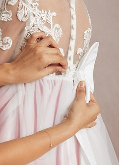 Azazie Elodie Abiti da Ragazza di Fiori Abito Principessa in Pizzo Avorio Melograno image9