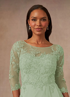 Azazie Calanthe Kleider für die Brautmutter A-Linie Schaufel Chiffon Kleid Staubiger Salbeigrün image5