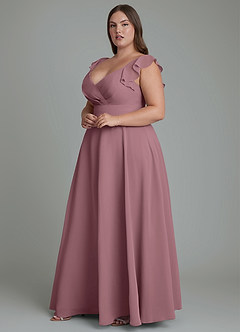 Azazie Leilani Bridesmaid Dresses Amethyst A-Line Pleated Chiffon Dress image5