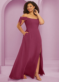 Barbie ♥ Azazie Bridesmaid Dresses Mulberry A-Line Off the Shoulder Chiffon Convertible Dress image12