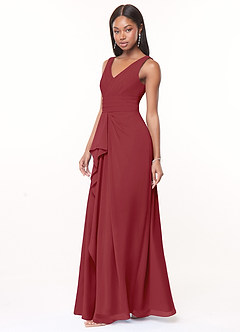 Azazie Julianna Robes de demoiselle d'honneur Robe Trapèze en Mousseline de soie Grenade image3