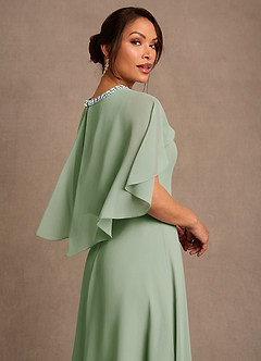 Azazie Winnifred Mère de la mariée Robes Robe Trapèze en Mousseline de soie Perlé Vert Sauge image5
