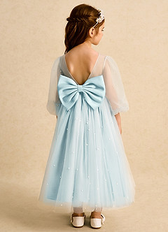 Azazie Trudy Flower Girl Dresses Sea Glass Ball-Gown Sweetheart Neckline Tulle Dress image2