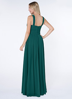 Azazie Kaleigh Bridesmaid Dresses Peacock A-Line Pleated Chiffon Dress image4