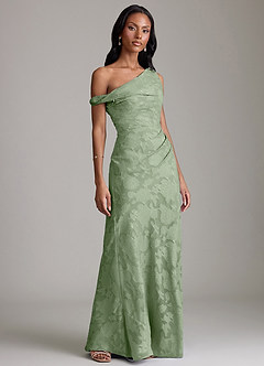 Azazie Emerson Robes de demoiselle d'honneur Robe Sirène en Blumen-Burnout Épaule décolletée Vert Sauge image4
