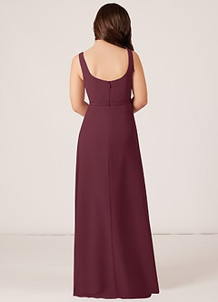 Azazie Renee Junior Cabernet A-Line Side Slit Chiffon Dress image2