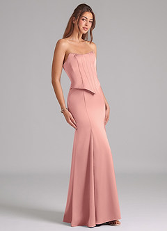 Azazie Ximena Robes de demoiselle d'honneur Robe Sirène Convertible en Satin extensible Corset Rosette image5
