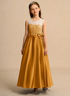 Azazie Candy Girl Flower Girl Klänningar Klä Balklänning i Matt satäng Rosett image6