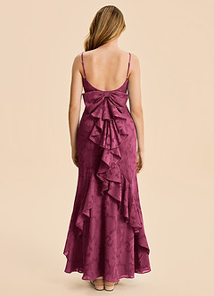 Azazie Lioren Junior Mulberry Mermaid Ruched Floral Burnout Dress image6