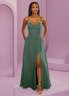 Barbie ♥ Azazie Bridesmaid Dresses Eucalyptus A-Line with Pockets Chiffon Dress image1