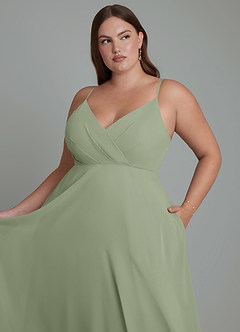 Azazie Amani Bridesmaid Dresses Pistachio A-Line Pleated Chiffon Dress image12