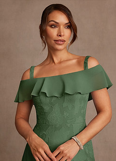Azazie Marina Kleider für die Brautmutter A-Linie Schulterfrei Blumen-Burnout Kleid Eukalyptus image4
