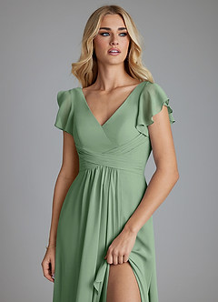 Azazie Omari Bridesmaid Dresses Matcha A-Line Chiffon Dress image5