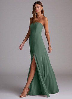 Azazie Wren Bridesmaid Dresses Eucalyptus A-Line Side Slit Chiffon Convertible Dress image4