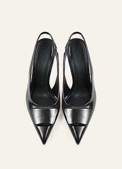 front Patent Slingback Stiletto Pumps