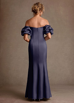 Azazie Redding Suknie dla Matki Panny Młodej Osłona Marszczony Satyna elastyczna Długość podłogi Sukienka image2