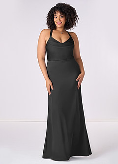Barbie ♥ Azazie Bridesmaid Dresses Criss Cross Strap Stretch Satin Sheath Dress image6