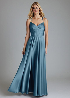 Azazie Alaia Venta Final Vestido de Bermudas de Satén Elástico de Corte en A con Corsé image1