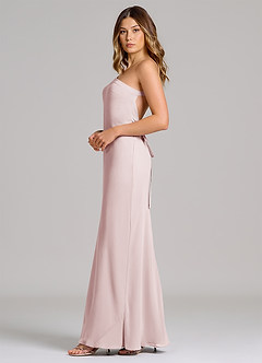 Azazie Monroe Suknie dla druhen Osłona Jedno ramię Szyfon Do ziemi Sukienka image5