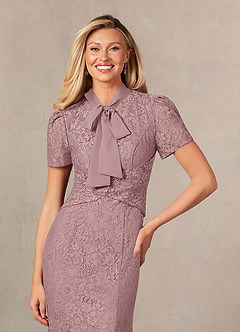 Azazie Carleannia Mère de la mariée Robes Robe Sirène en Mousseline de soie Dentelle Rose Poussiéreuse image5